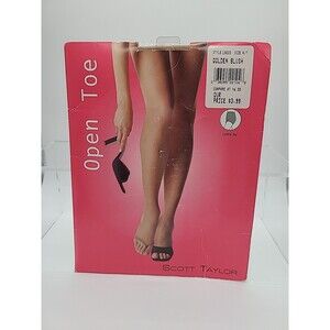 Scott Taylor Open Toe Control Top Pantyhose Size M/T 13020 Golden Blush "Tactel"